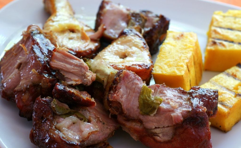 Spiedo con polenta