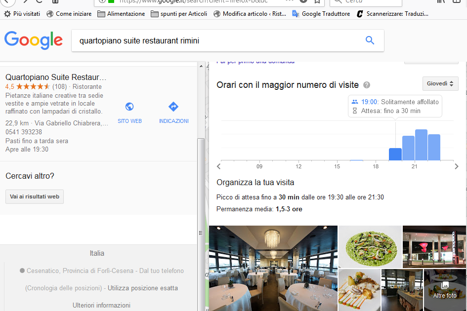 Tempi di attesa nei Ristoranti stimati da Google