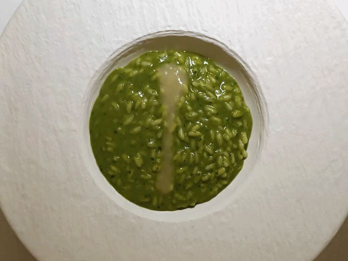 Ristorante El Taller - Iseo - Risotto con crema di erbe spontanee e ristretto al limone salato